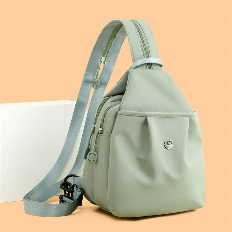 Women's Versatile 3-in-1 Shoulder Chest Bag: Convertible Small Backpack and Crossbody Fanny Pack in Lightweight Nylon