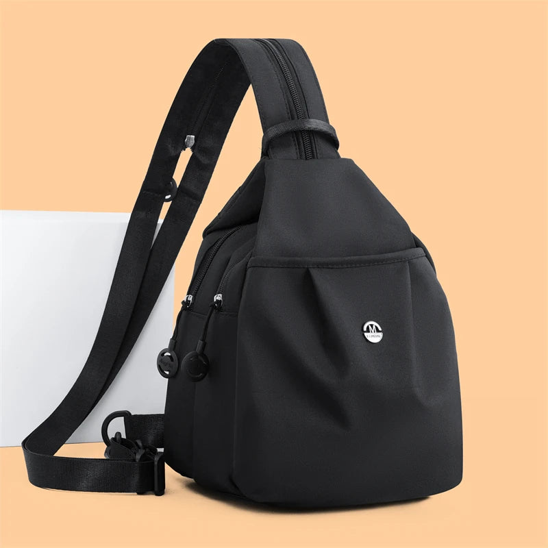 Women's Versatile 3-in-1 Shoulder Chest Bag: Convertible Small Backpack and Crossbody Fanny Pack in Lightweight Nylon